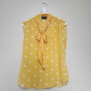 NY & Company Yellow Polka Dot Sleeveless Blouse Women's XS